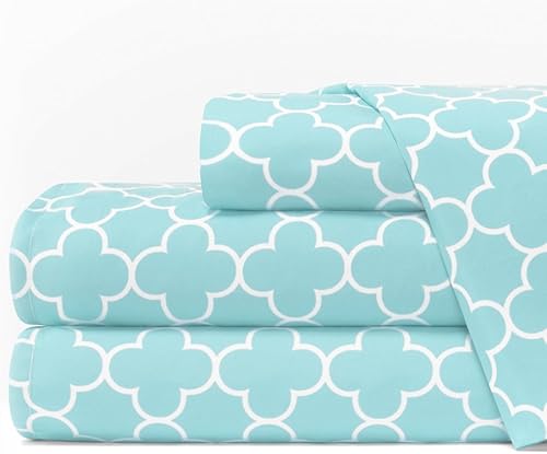 Egyptian Luxury - Juego de sábanas de la serie 1600 Hotel Collection con patrón de trébol, bolsillos profundos, resistente a las arrugas y a la