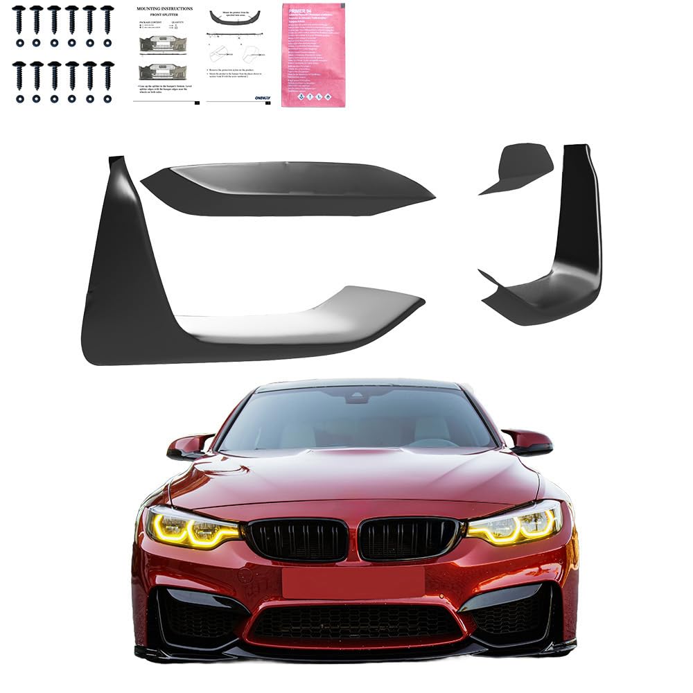 Frontflaps kompatibel mit BMW M4 F82 / M3 F80 2014-2021 Schwarz Glänzend