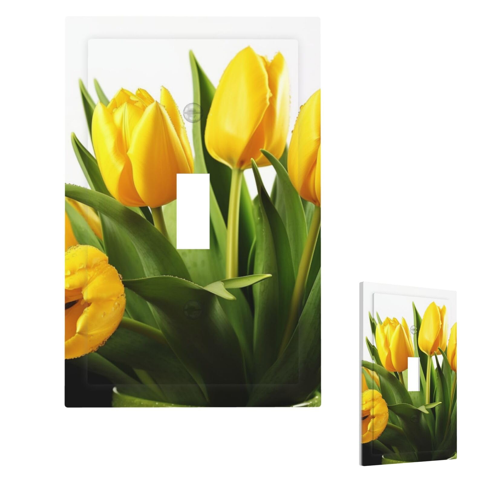 Fekiloot Single Toggle Flower Wall Plate Cover Modern Decorative 1 Gang Light Switch Cover Unbreakable Receptacle Outlet Covers For Living Room Bedroom Home Decor