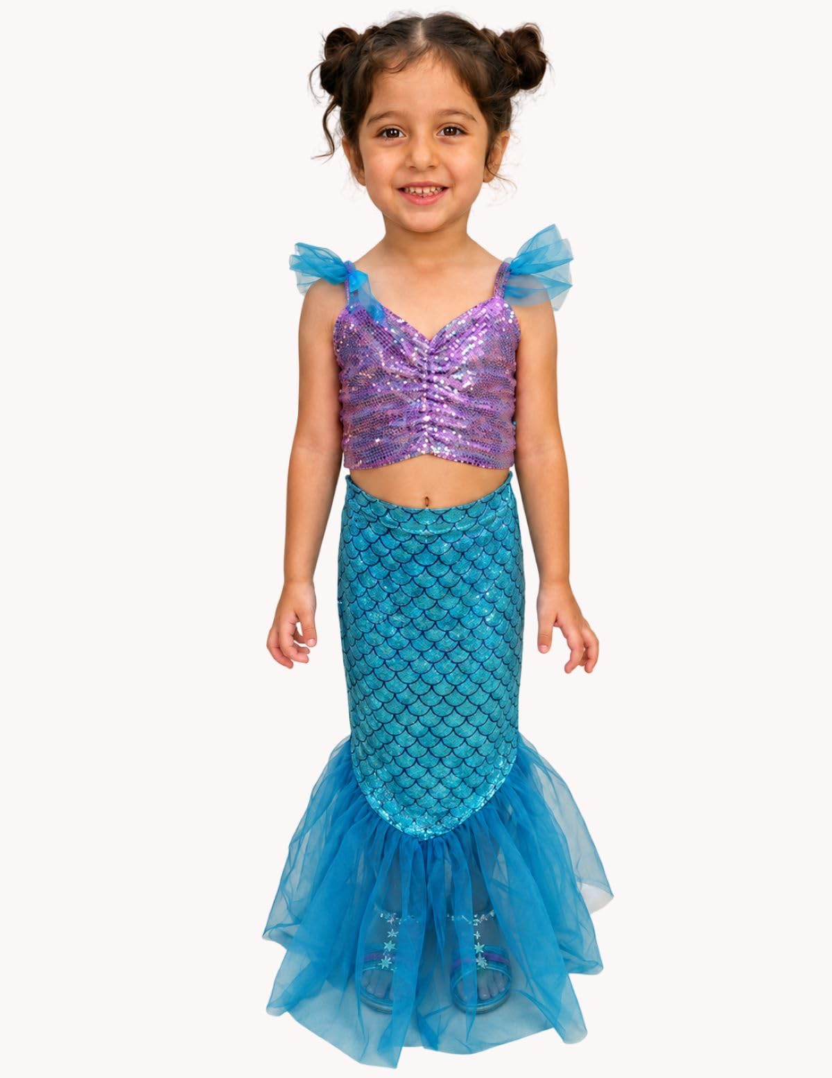 BookMyCostume Mermaid Costume for Girls | Purple Sequin Top with Blue Fish Scale Tail Skirt | Sea Princess Fancy Dress for Birthday, Annual Day, School Function | Jalpari Dress for Kids | 3-4 Years-image-4