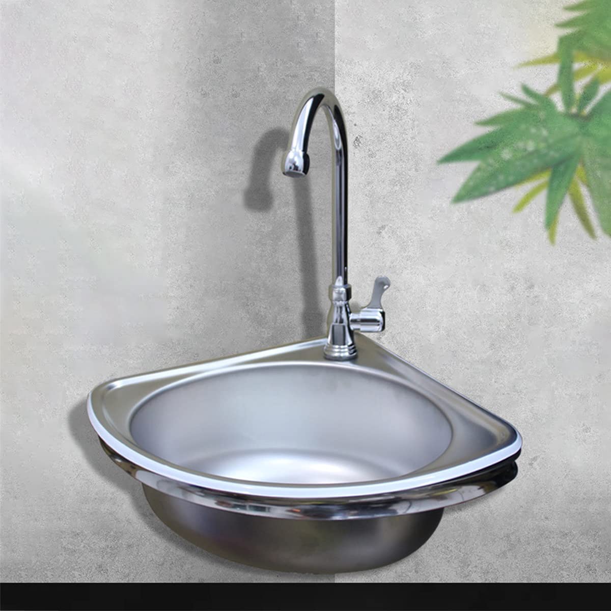 MDybf Lavelli, Supporto a Parete a Forma Di Triangolo Addensare il Lavandino Singolo, Acciaio Inossidabile Spazzolato 201, Lavandino Del Lavabo per Lavaggio Angolare in Casa, Spessore 0,7 Mm Di Profon