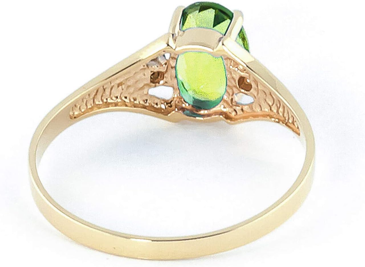 Galaxy Gold GG 0.76 Carat 14k Solid Gold Ring with Genuine Diamonds and Natural Oval-shaped Peridot - Image 2