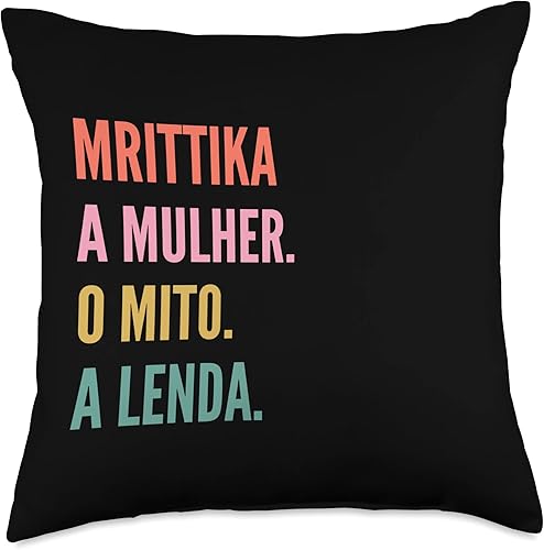 Designs De Nomes Engraçados Para Mulher Divertida almohada portuguesa con diseño de nombre Mrittika, 18 x 18 pulgadas, multicolor