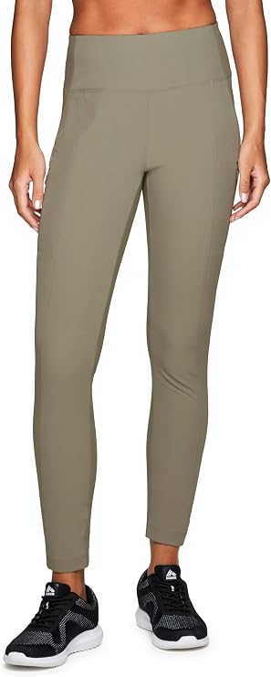 Avalanche Women's Combo Stretch Woven Front Knit Slim Fit Pant with Pockets