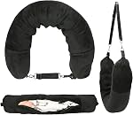 Travel Pillow Stuffable with Clothes, Stuffable U-Shaped Pillow Transformable Neck Pillow for 3-Day Travel Essentials, Soft Velvet Cover, Expandable Luggage Pillowcase, No Filler, Black