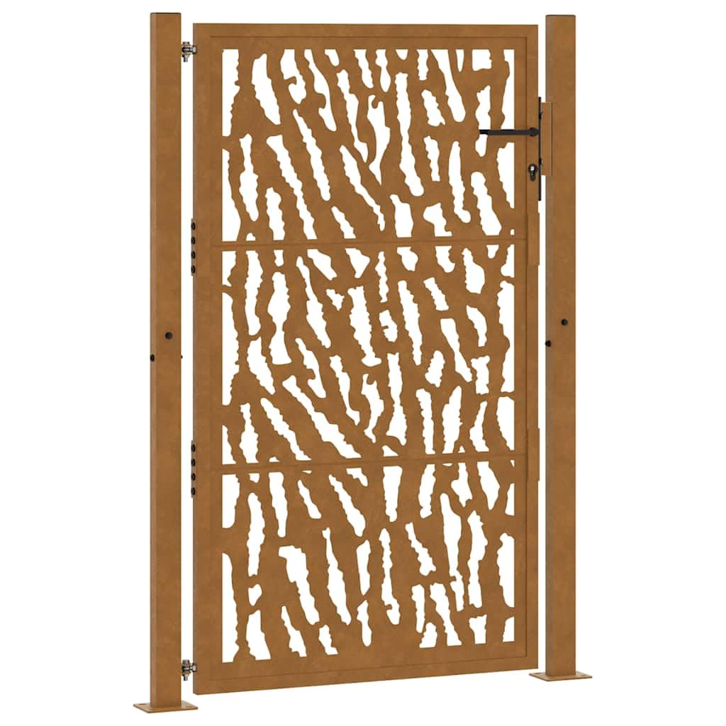 Vidaxl (Weathering Steel/Brown, 105 X 155 Cm/Trace Design) Garden Gate 105X180 Cm Weathering Steel Flame Design Fence Gate