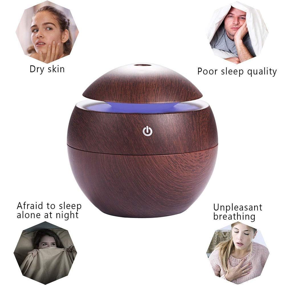 KBZONE Wood Cool Mist Ultrasonic Humidifier For Room Moisture, Aroma Diffuser For Home, Essential Oil Diffuser With Colorful Light, Auto Shut-Off Ideal For Office, Car, Travel, Home - Image 7 thumbnail