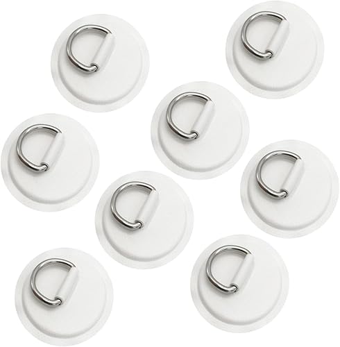JuneKooler - 8 piezas de anillos en D de acero inoxidable para barco inflable, parche de anillo en D de sup, parche de anillo D para kayak, parche