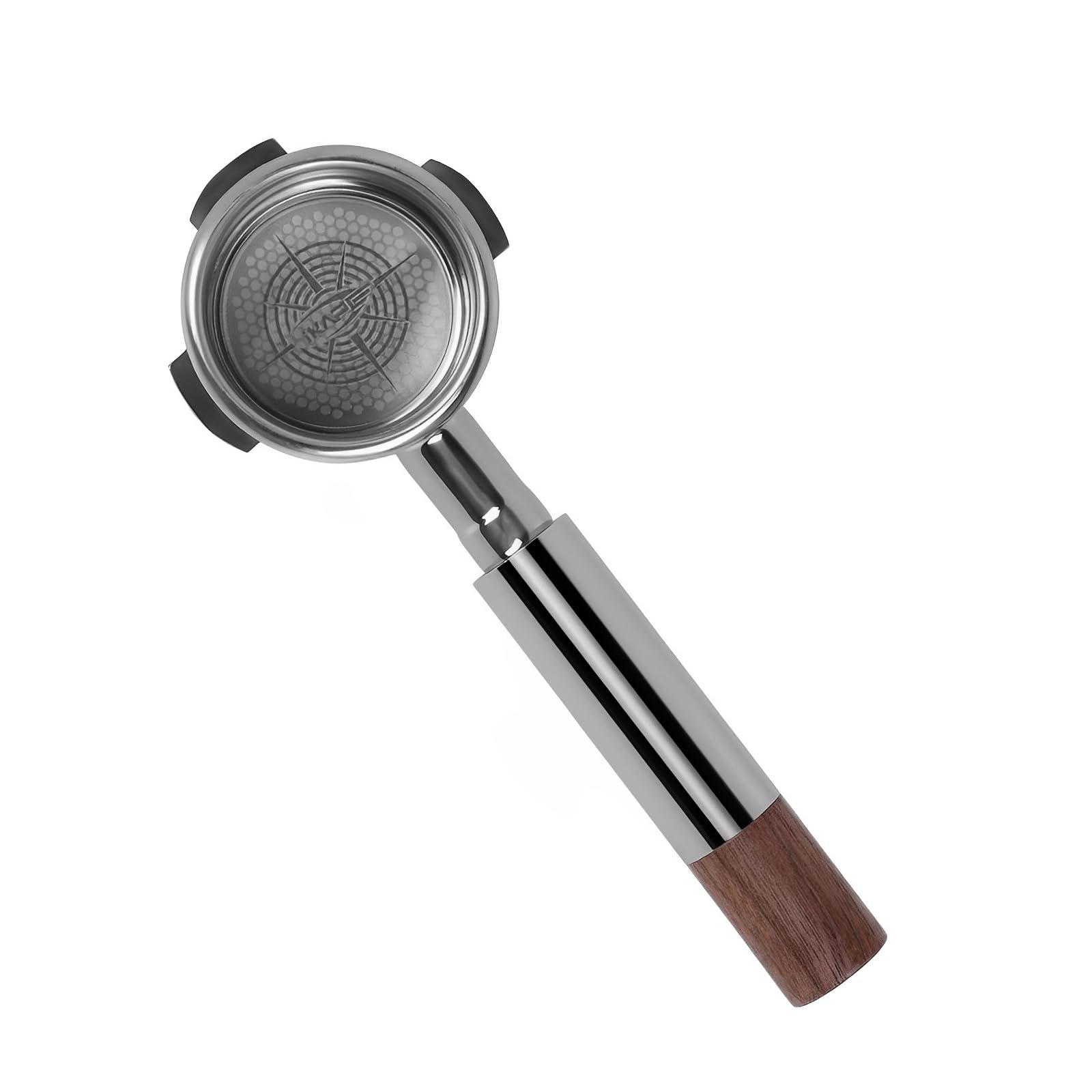 IKAPE Portafiltro senza fondo da 58 mm, nero, compatibile con macchine da caffè E61, Rocket, Sanremo, Slayer, Flair 58, ECM, ecc. (cestino da 20 g incluso