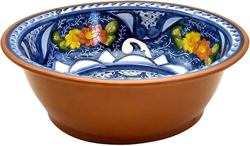 Miniatura 7 de Cuenco de cerámica portuguesa pintado a mano hecho a mano (amarillo y azul)