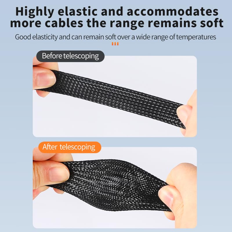 Gaine de protection isolée noire en PET de 1/5/10 m - 6/8/10/30 mm - Gaine de protection contre les étoupes - Tube en nylon ignifuge (30 mm, 100 m)