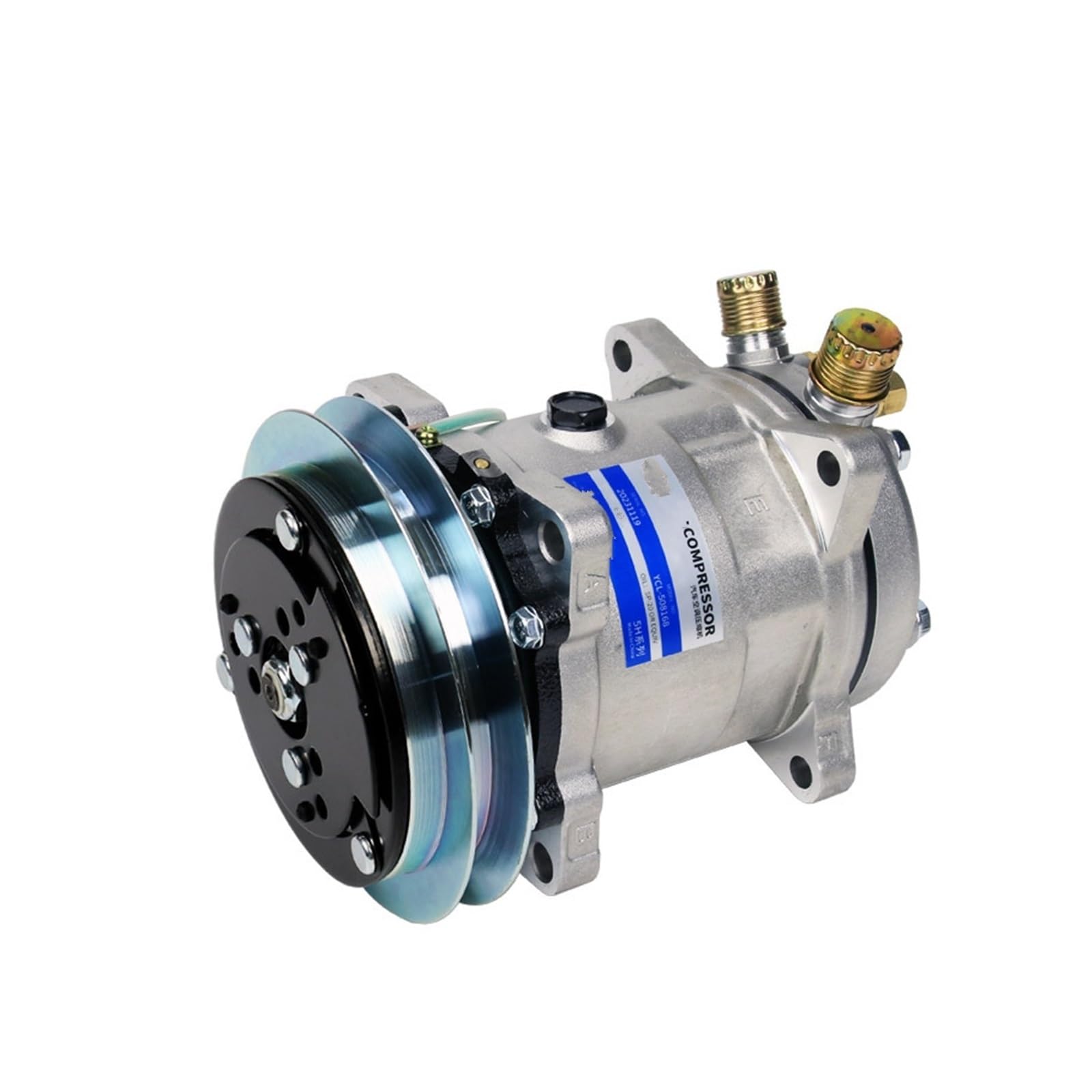 Srtyghpok 1Pcs.12v Universal Car Air Conditioning Compressor, Low Noise 5H14_1b 12V 24V V Belt Pulley For Tractor Excavator Truck 508 A/C Pump(1Pcs.12v)