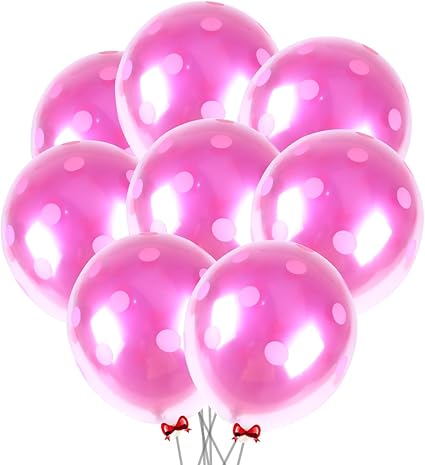 Amazon Com Toymytoy 12 Inch Transparent Pink Polka Dot Latex Balloon And 10 Inch Rose Red Balloons For Party 25pcs Toys Games