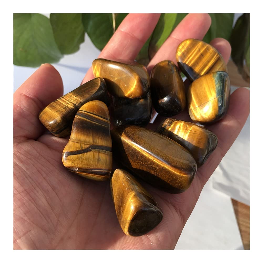 Lleno de Textura Regalo Piedra de Ojo de Tigre Amarillo Natural Grava Piedra de Cristal Grava Acuario jardín Piedra decoración para (Size : 500g)