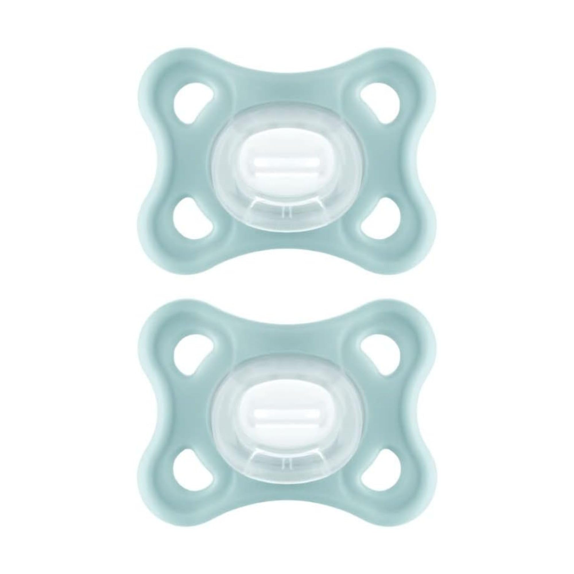 MAM Comfort Succhietto 3-12 mesi (Set da 2), Ciuccio MAM 3-12 mesi in 100% silicone con design unico, Kit da 2 accessori neonato morbidi e leggeri con porta ciuccio sterilizzatore, Neutro