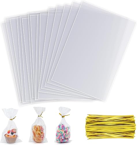 200 bolsas de celofán de 5 x 7 pulgadas, bolsas de celofán transparentes, bolsas de regalo para tartas, bolsas de caramelos, bolsas de celofán para