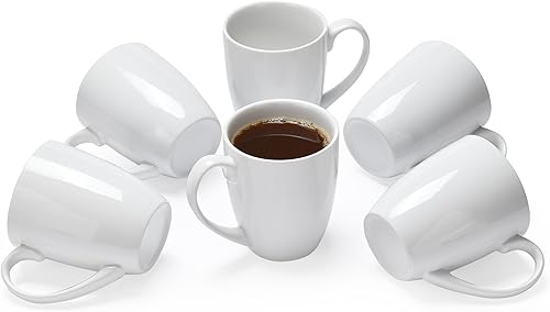Bruntmor Juego de 6 tazas de café negras de 16 onzas, tazas de café de cerámica de gran tamaño, tazas de café aptas para microondas, café negro,