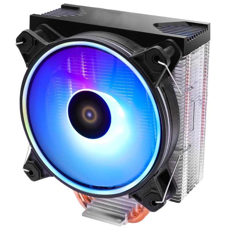 Side view of the CPU cooler showing heatsink and heatpipes