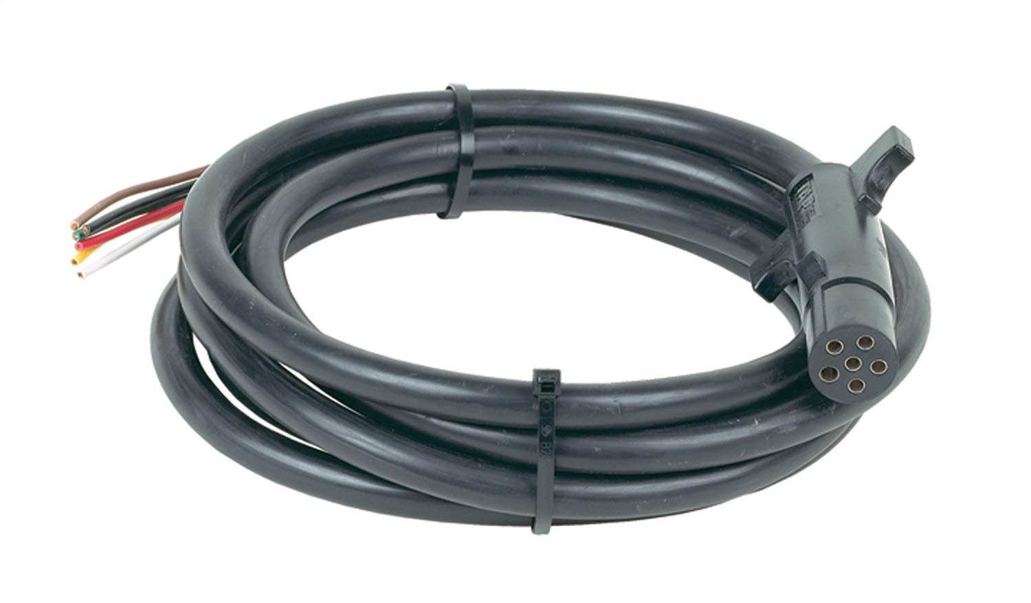 Hopkins Towing Solutions 20036 Cableado y cable a granel para remolque, clip de terminal, tapa y conector de tope (conector moldeado de 6 vías con cable, 8 cables moldeados)