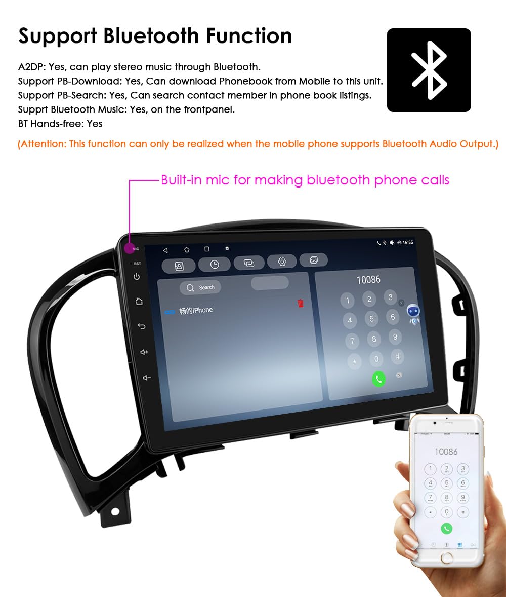 Ossuret Autoradio pour Nissan Juke (2010-2014), 9 Pouces Android 14 écran Tactile 2+32 Go Navigation GPS avec Carplay Android Auto WiFi Bluetooth Commande au Volant USB