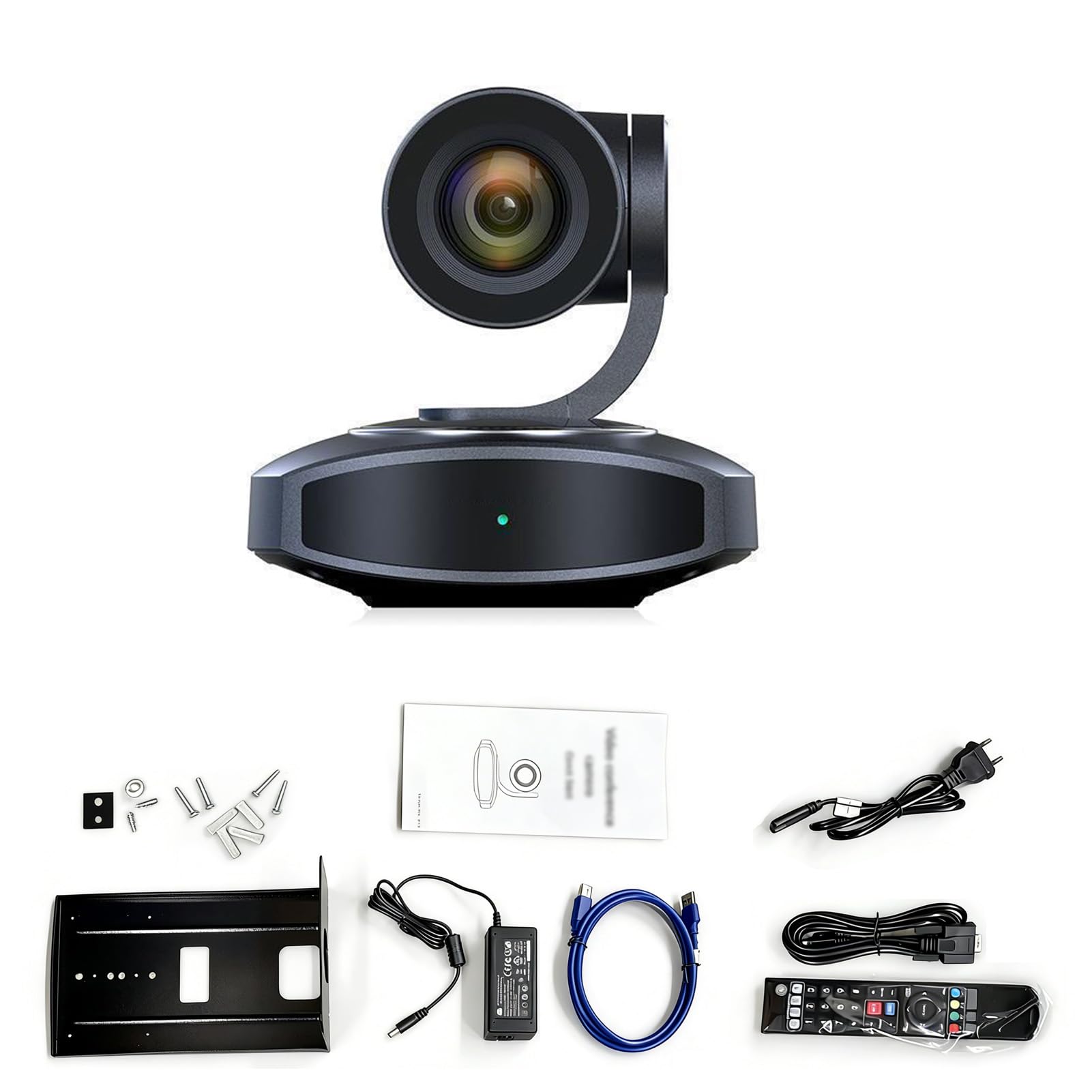 Akozon Telecamera per Videoconferenza, Telecamera PTZ 4K con Tracciamento AI Zoom Ottico 10X USB LAN per Conferenze Didattiche (Spina Europea)