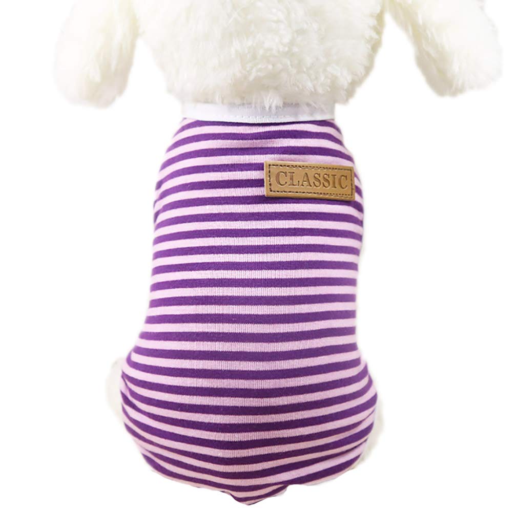 Clopon Pet's Classic Striped Shirts Doggie Dog Clothes Cute Puppy Clothing Summer Vest Outdoor Apparel Purple