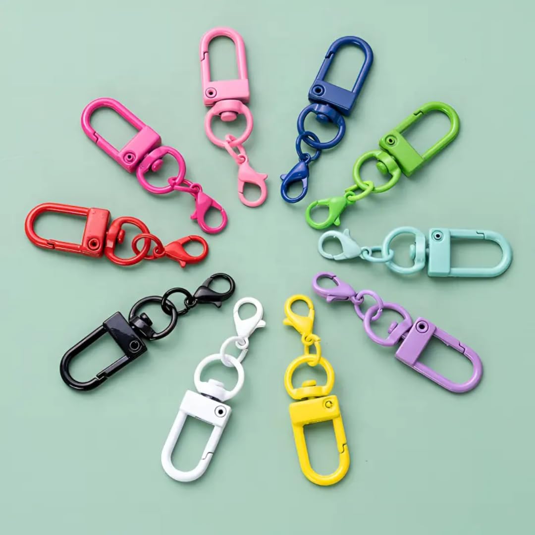 20 PCS Colorful Metal Keychain Lobster Clasp Clips Set for DIY (10 Colors × 2 Each) | Swivel Key Holder Hooks with Split Rings | Key Chain Clips for Keys, Bags, Backpacks & DIY Keychains-picture-48