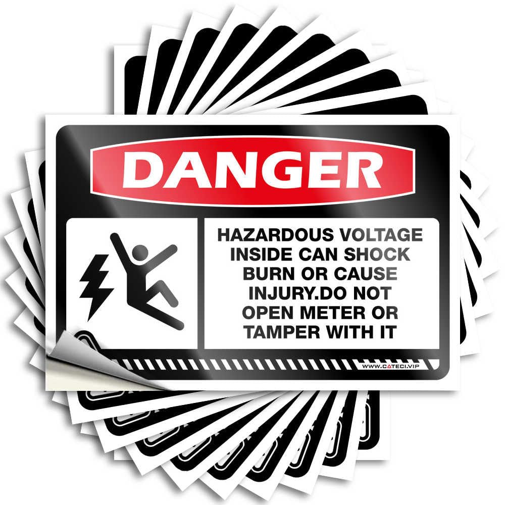 Labels Bar for Outdoor Danger Hazardous Voltage Inside Can Shock Burn Or Cause Injury & Cute Bumper Easy Apply Drinking Signs Home