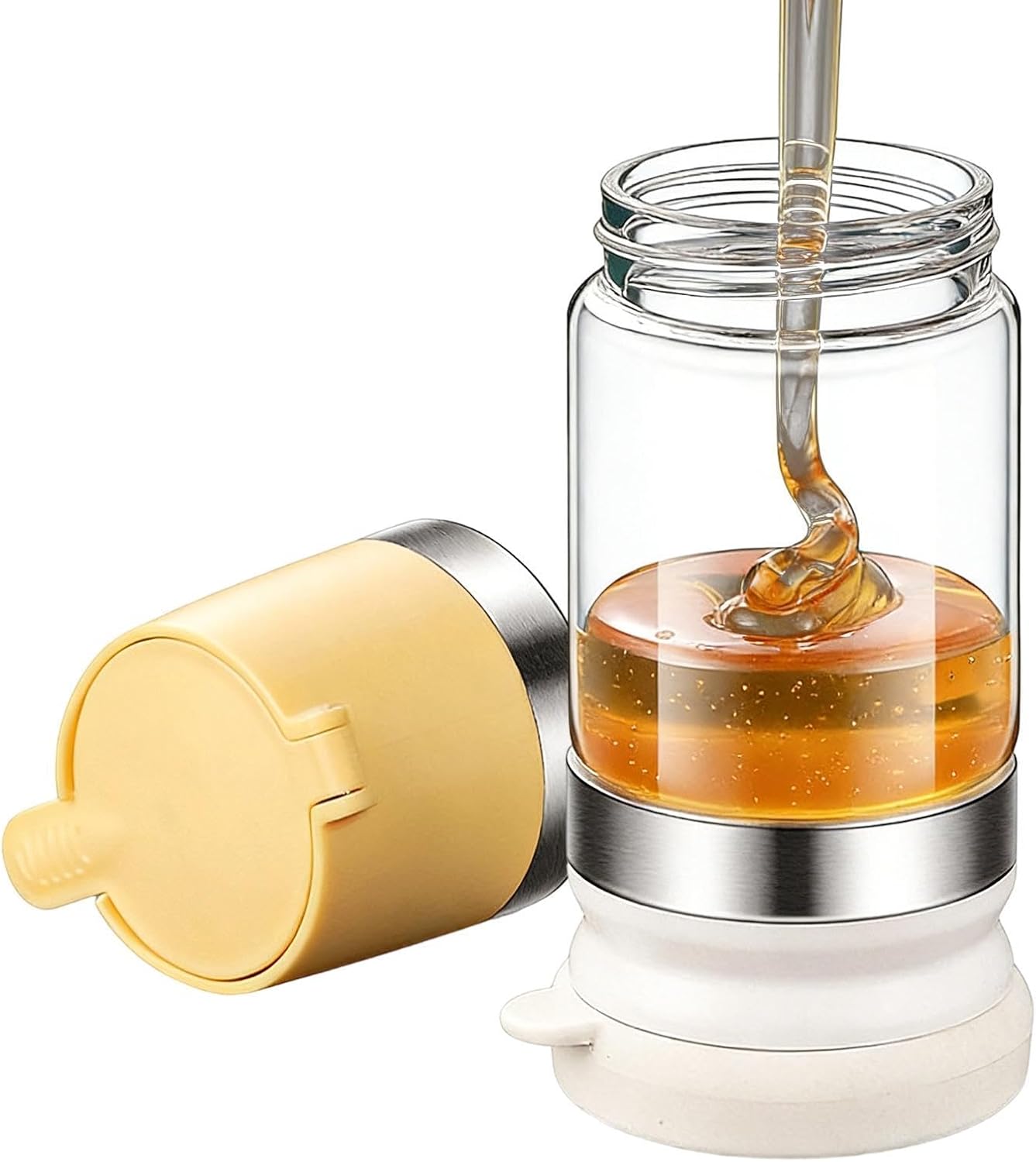 Honey Jar | 300ml with Handle Detachable Press | Honey Holder Dispenser Kitchen Tools | for Home Kitchen Restaurant Pantry Oil Water Coffee Tea Milk Syrup Sauce