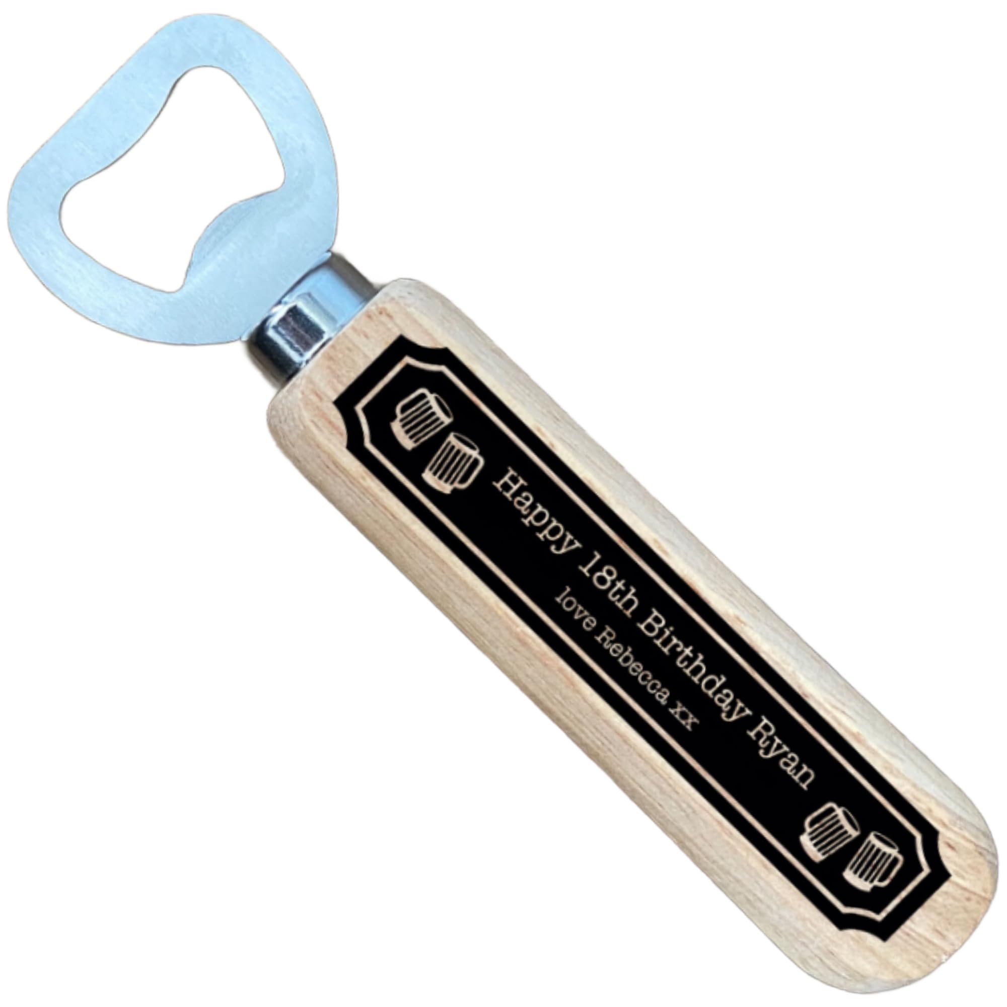 Personalised 18th 21st Birthday Gift for Him Wood Bottle Opener Dad Uncle Son Gift