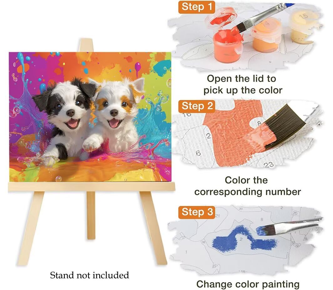 Pintar por Numeros Adultos perro lindo, DIY Painting by Numbers Kits, Pintura por Números Cuadros DIY, con Pinceles, Pinturas Acrílicas, Kit Completo para Painting, Decoración 60 x 80 cm 0F-169