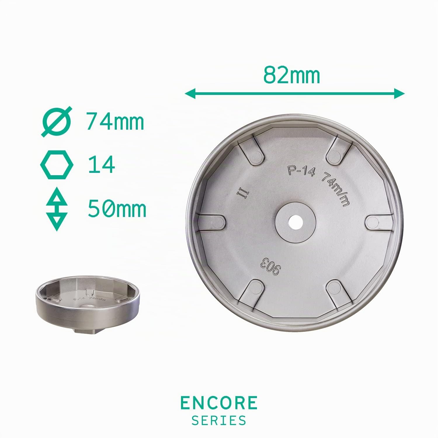 WIESEMANN 1893 Llave para filtro de aceite con 14 flautas y 1/2" Adaptador hexagonal de 22 mm | Para aflojar y apretar | Acero especial para herramientas | 80461