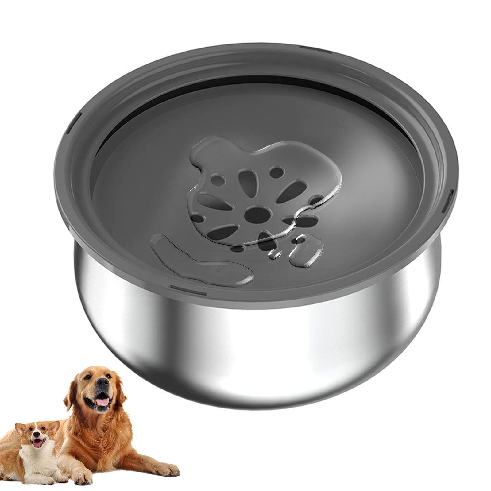 BelonLink Bebedero Perro, Anti-Salpicaduras Acero Inoxidable Bebedero Perro Antigoteo, Acero Inoxidable Bebedero Bebedero Flotante para Perros para Perro gatos, Bebedero Perro grande