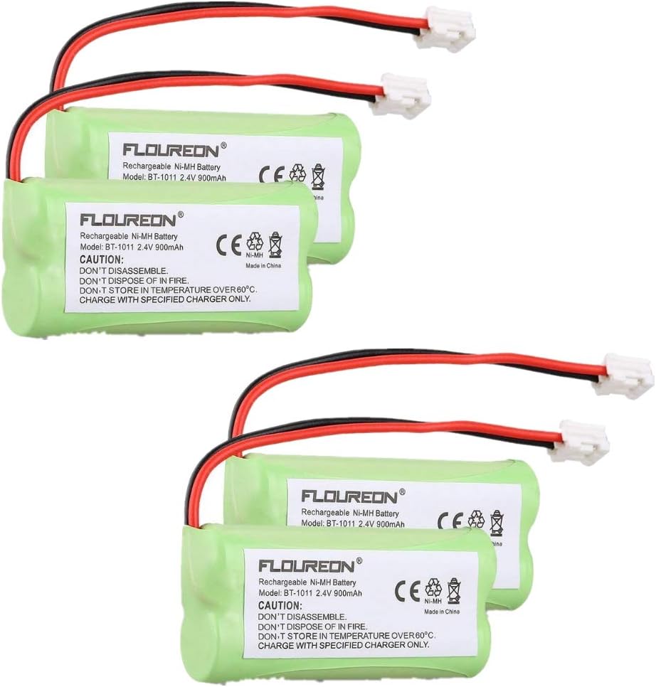 FLOUREON 4Packs Rechargeable Cordless Phone Batteries for Vtech 6053 CS6219 Uniden BT1011 BT-1011 BT1018 BT-1018 BT1022 BT-1022 BT18433 BT-18433, BT18432 BT-184342, BT28433 BT-28433, BT284342 BT-28434