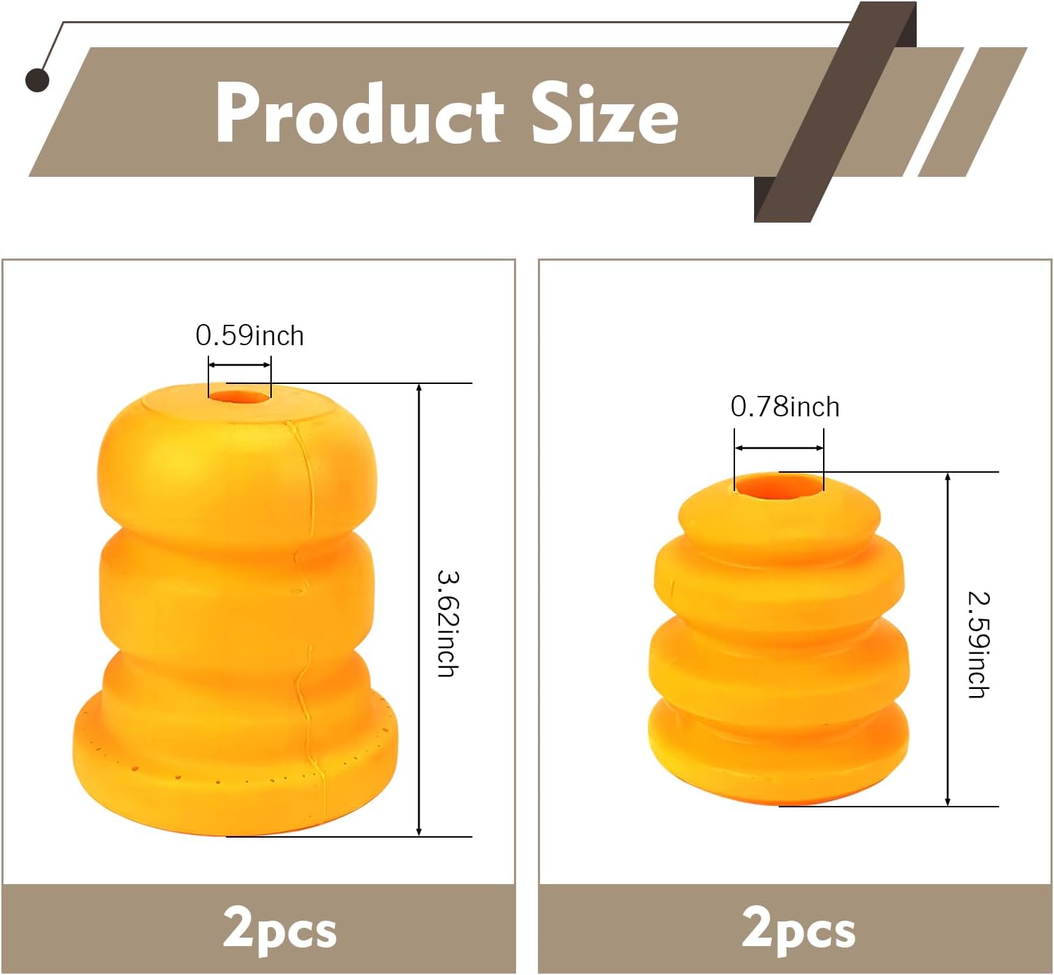 4 PCS 2 Car Control Arm Bumpers & 2 Control Rear Axle Bumpers, Shock Absorbing Suspension Buffer, Bump Stopper OEM# 15153958 15039397, Compatible with Chevy Savana 1500 Truck (Yellow)