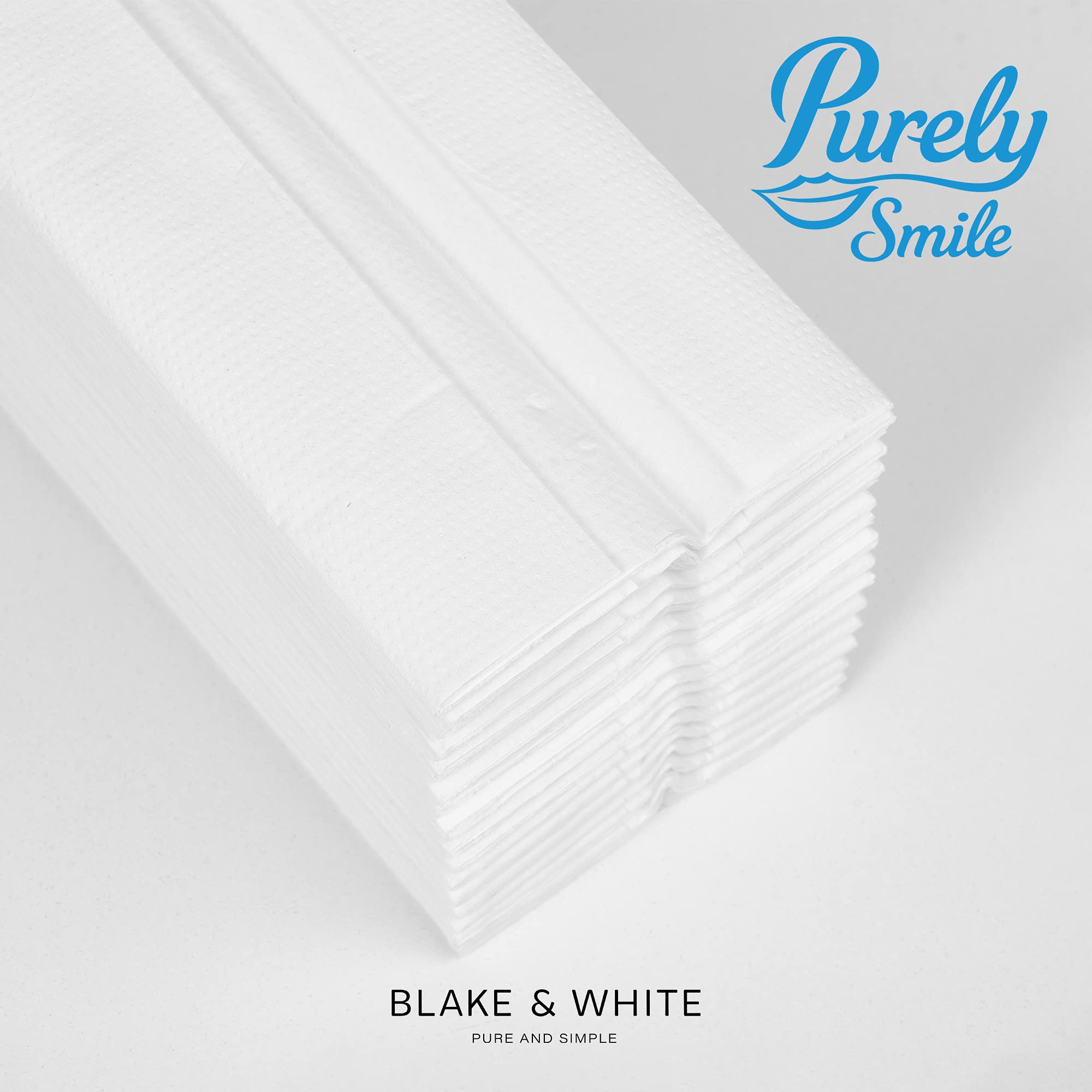 Blake & White Purely Smile PS1022 - Asciugamano pieghevole a C, 2 strati, confezione da 2400, colore: Bianco