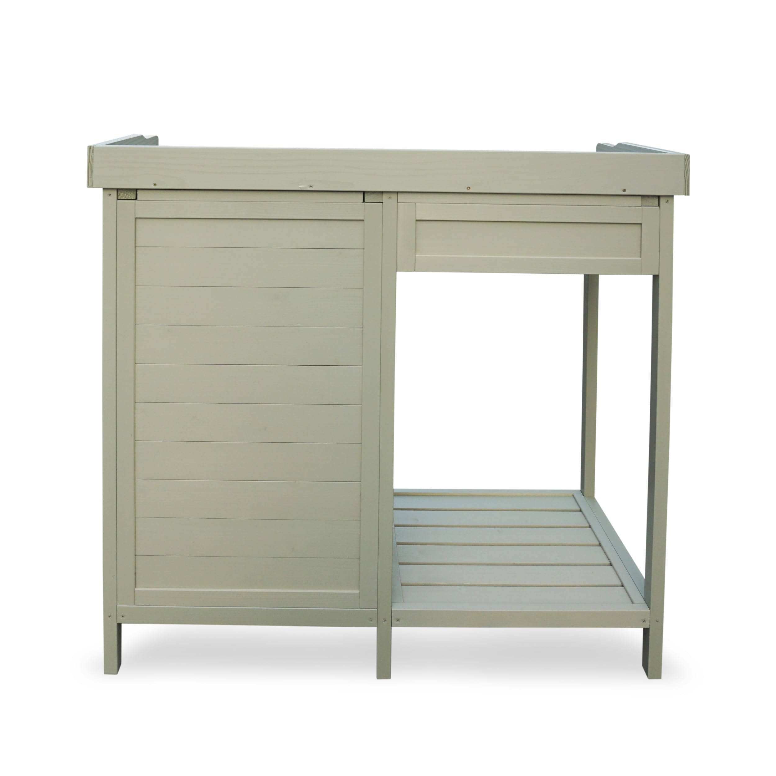 HABAU Pflanztisch mit Unterschrank – Gartentisch aus FSC®-zertifiziertem Massivholz mit Arbeitsfläche & Stauraum – 98 x 48 x 95 cm – Grau