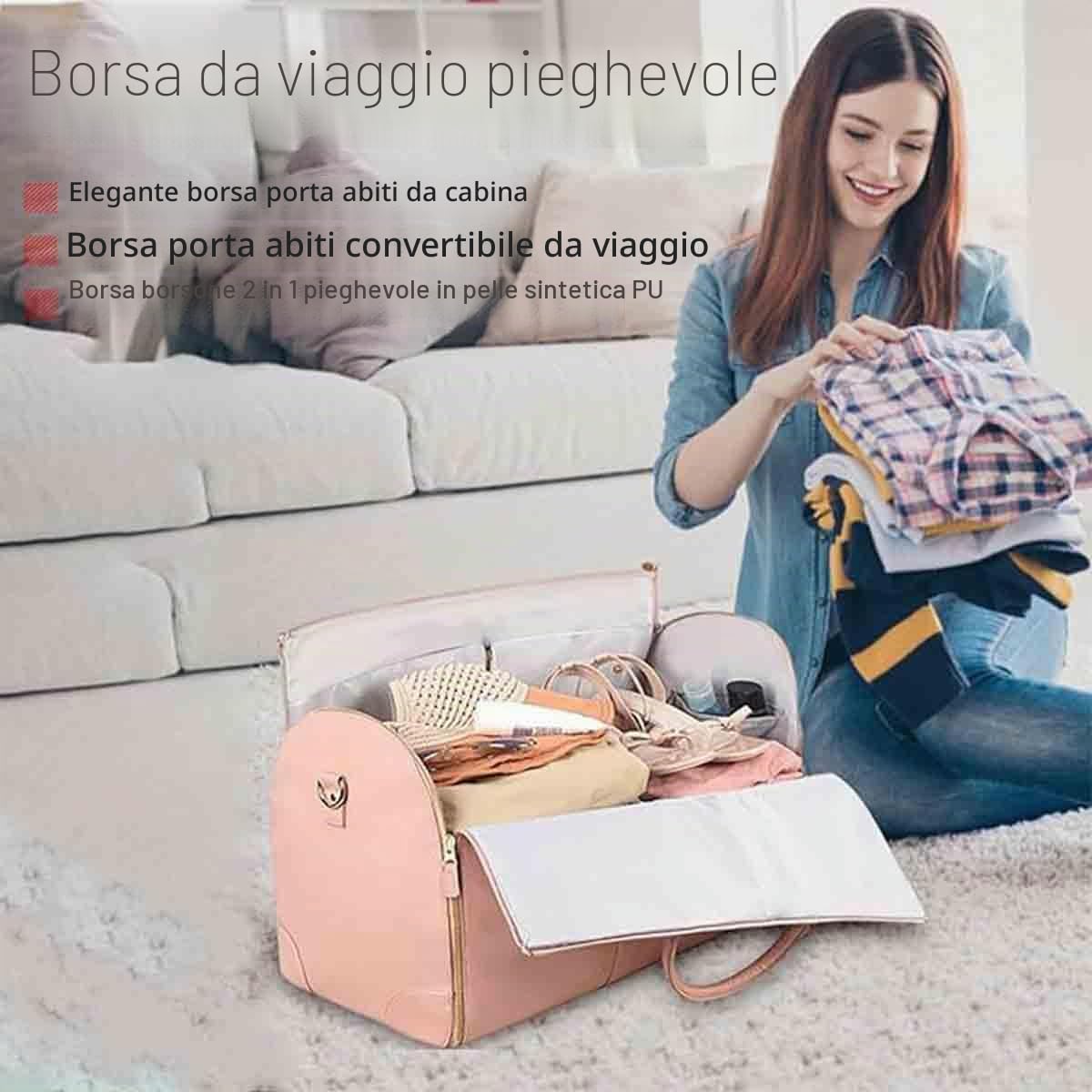 Borsa da viaggio pieghevole,Borsa da fitness all'aperto,borsone porta abiti convertibile,borsone impermeabile in pelle di grande capacità con tracolla staccabile (Bianco)