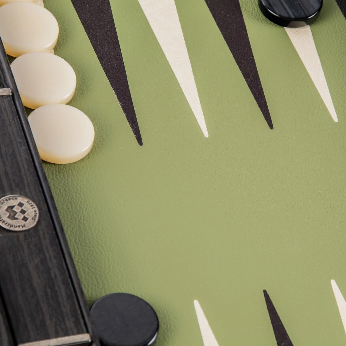 Manopoulos Premium Leatherette Olive Green 19 inch Backgammon Set