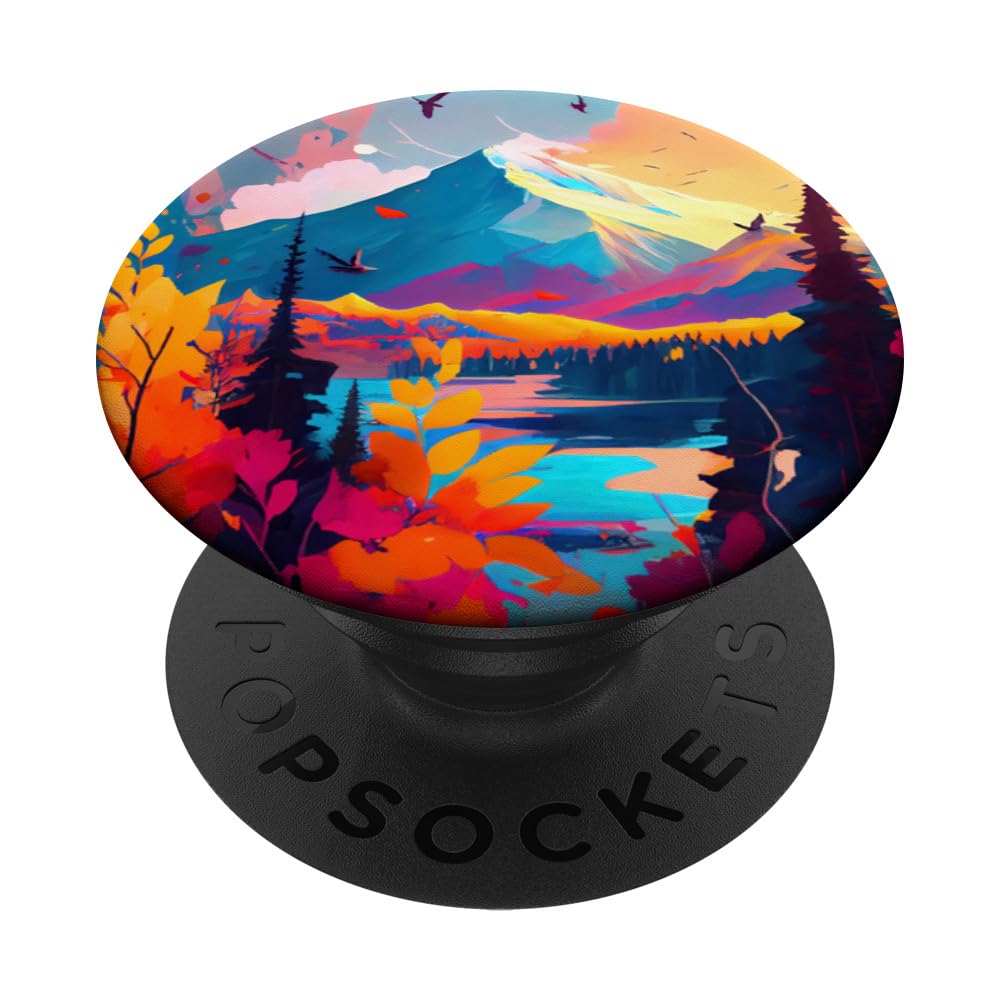 Boho Landscape Chic Mountain Nature Outdoor Pine Tree Art PopSockets Standard PopGrip
