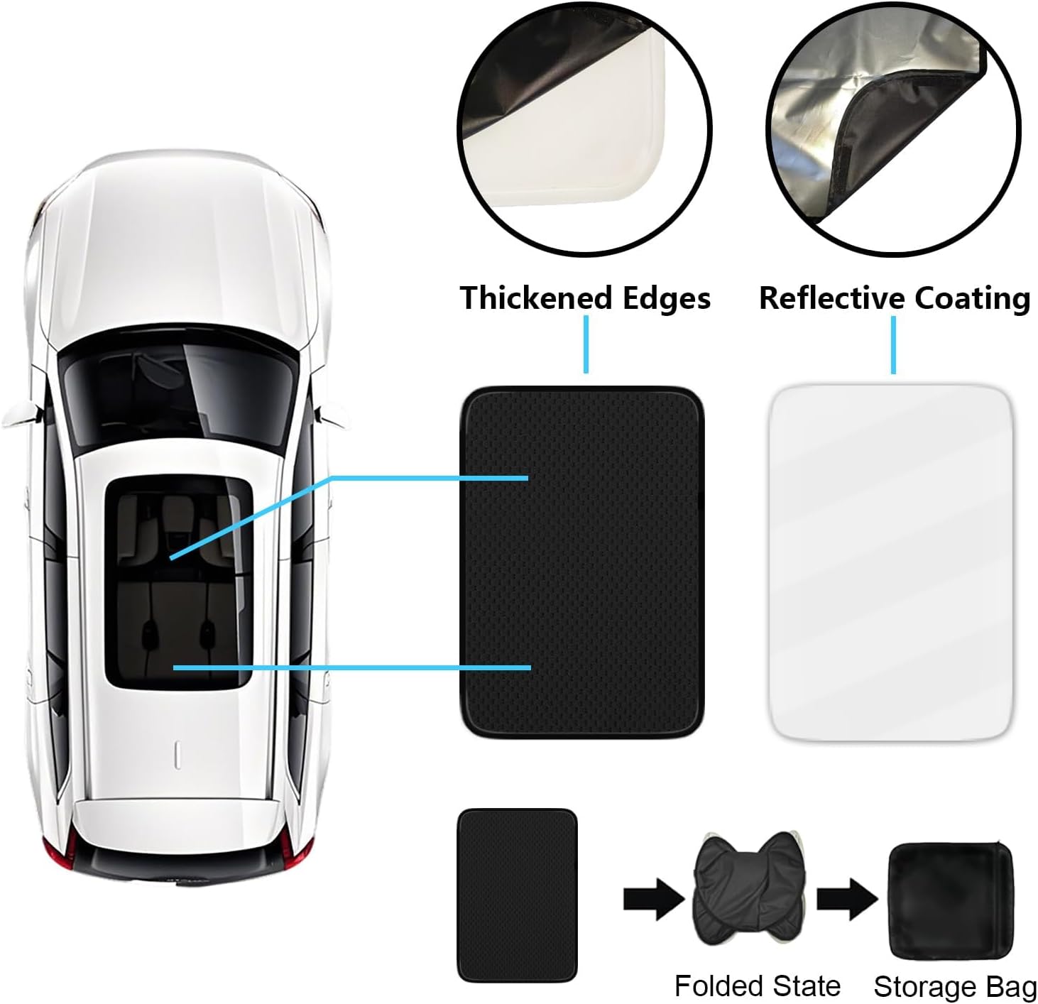 One Piece Car Sunroof Shade Compatible with VW Tiguan 2010-2017, 60s Installation | Metal Frame | Breathable Blackout, 2-Layer Foldable Sunshade Cover Car Top (Black, Tiguan 2010-2017)