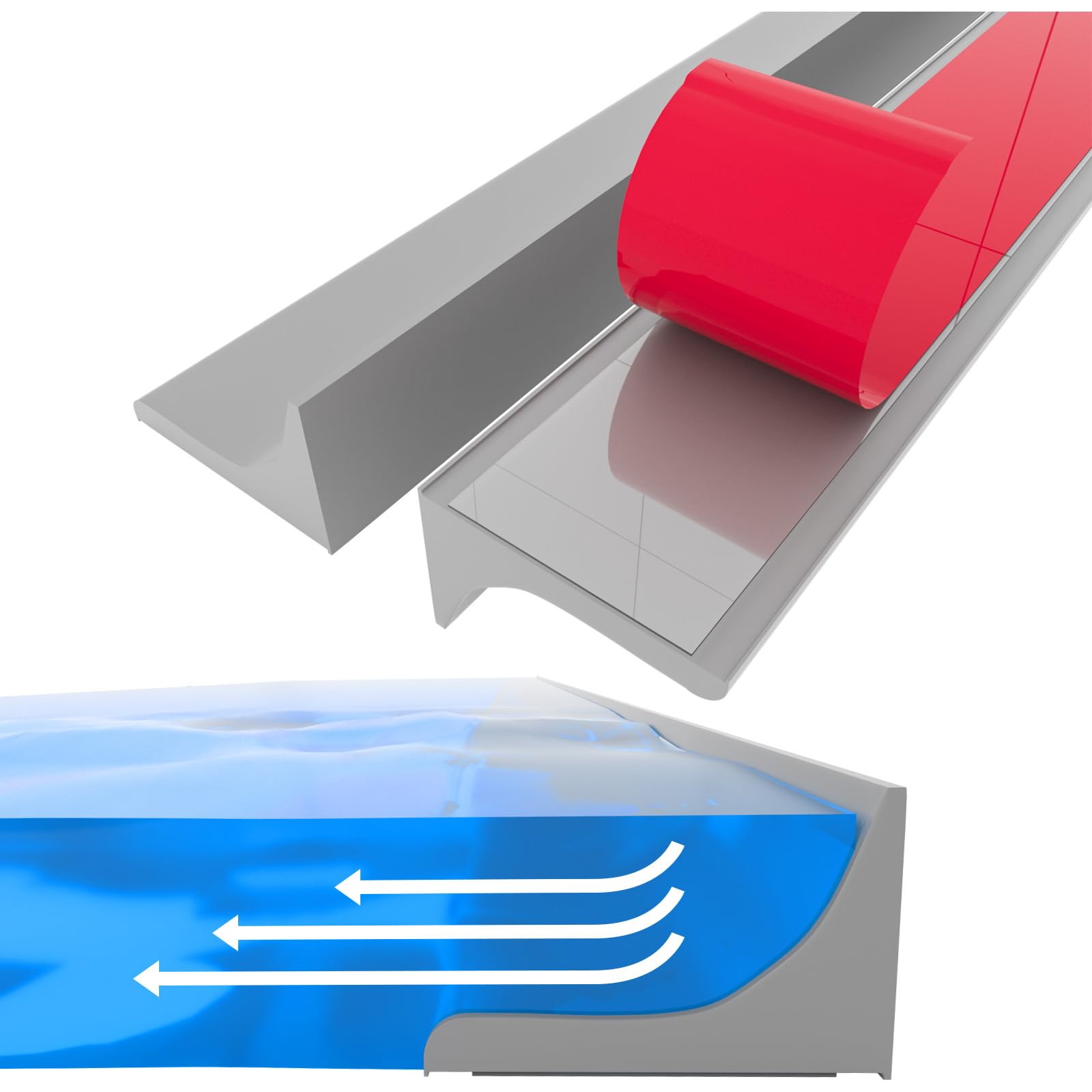 Schwallschutzleiste Dusche Selbstklebend, Silikon Wasserstopper Dusche Schwallschutz, Selbstklebende Duschschwelle Duschdichtung, TüRdichtung Duschwasserstop für Rahmenlose Duschtür (Grau, 5M)