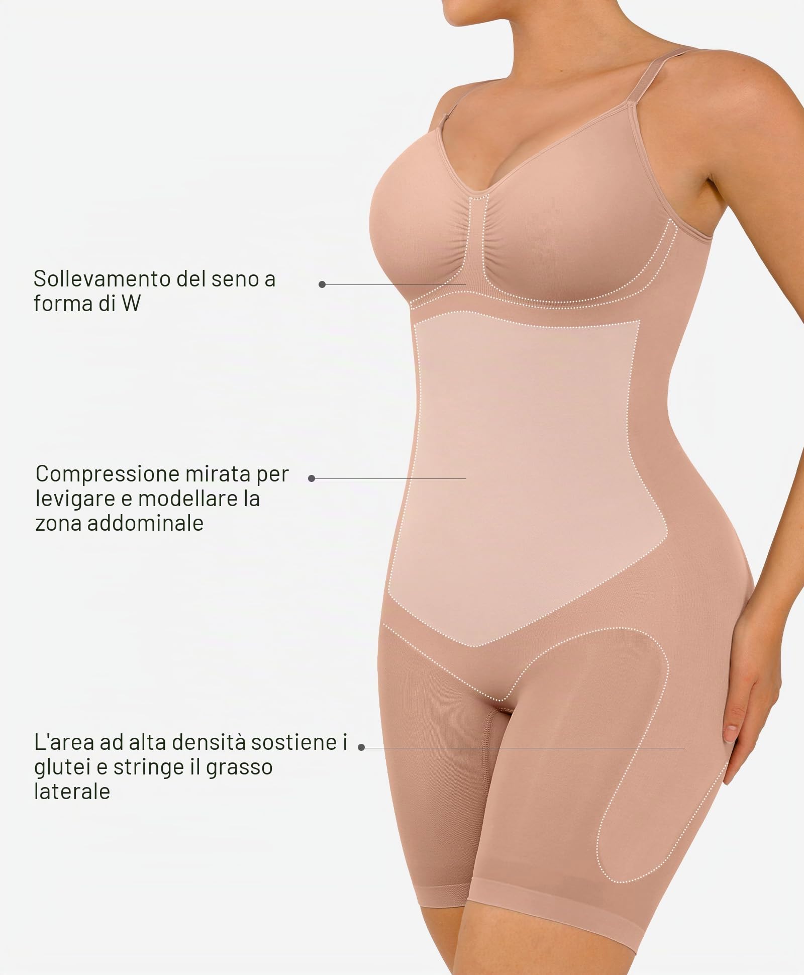 FeelinGirl Body Contenitivo Modellante Donna Bodysuit Snellente Intimo Smeless Shapewear Spallino Regolabile
