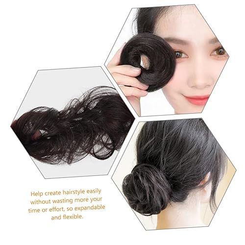 Miniatura 6 de Beaupretty 10 piezas de peluca de moño, herramientas de esponja de maquillaje, con clip de esponja para mujer, cola de caballo mágica, moño, peluca,