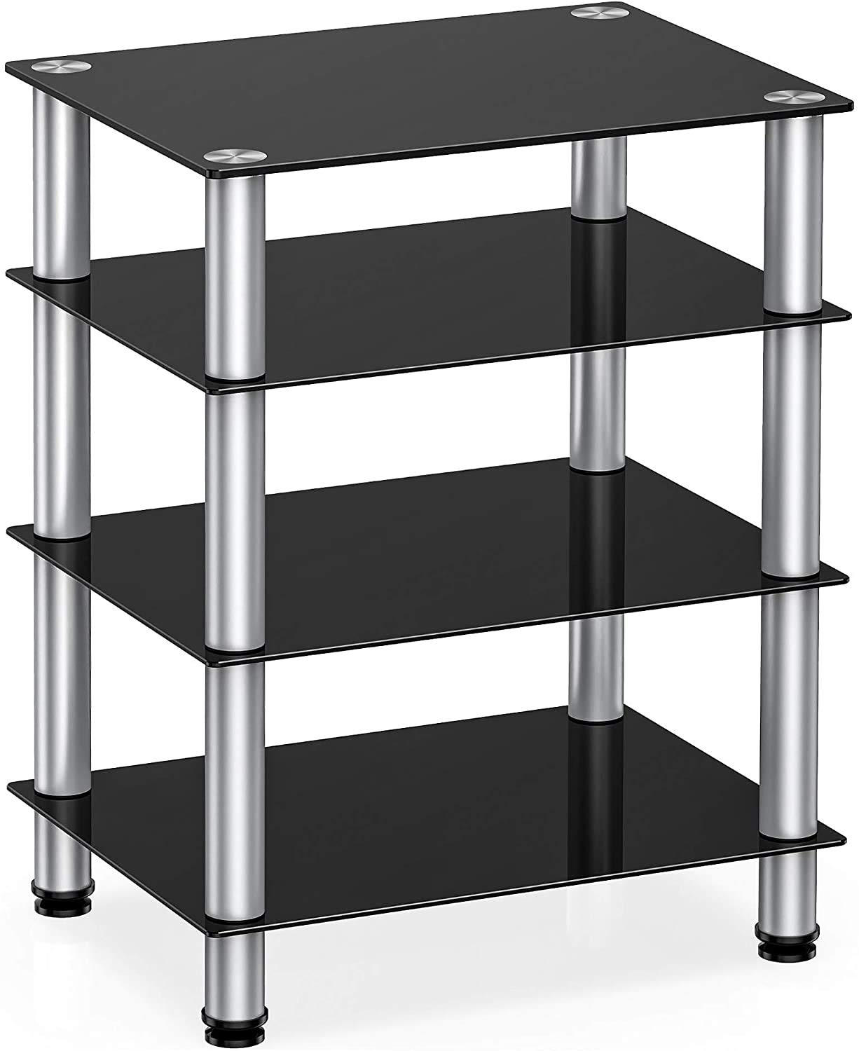 Buy FITUEYES HiFi Rack AV Shelf 4Tiers Glass TV Stand with Tempered Glass Media Storage Shelves