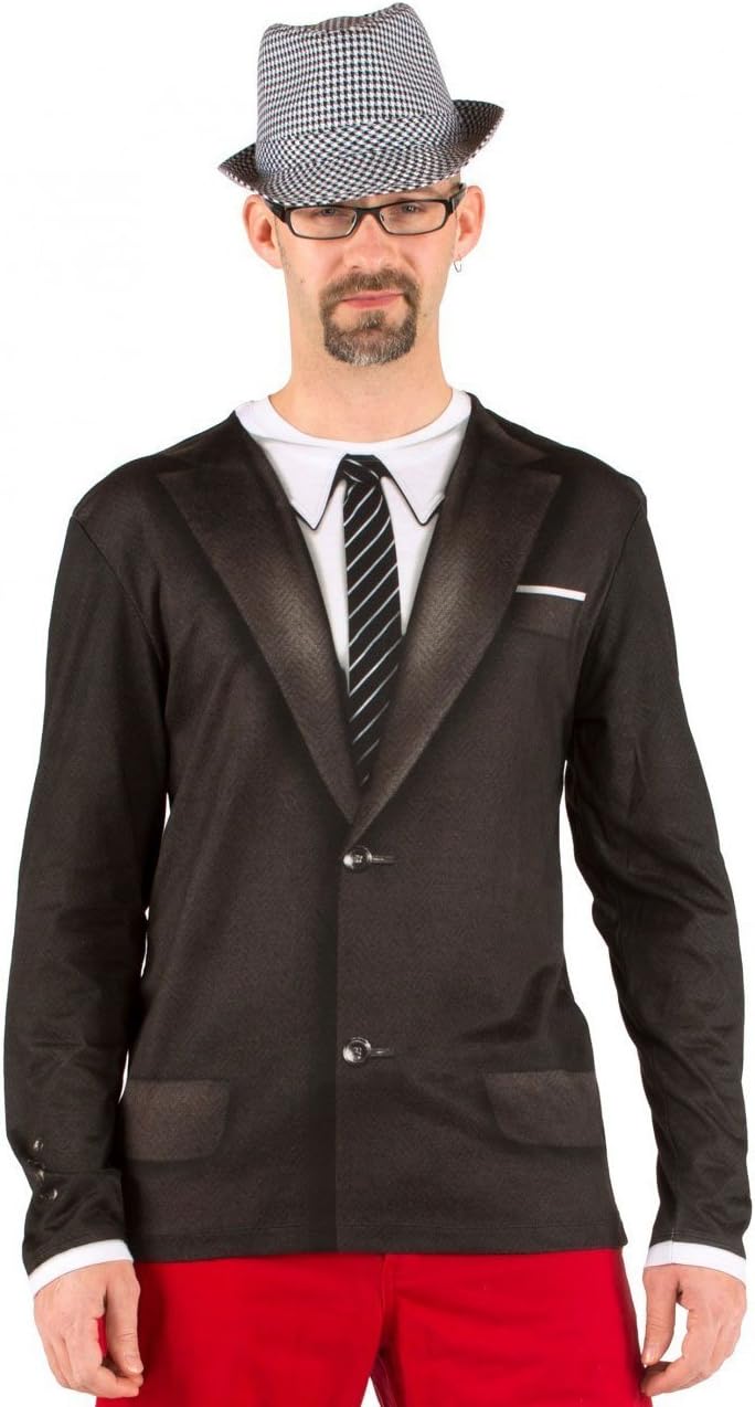 Faux Real Men' 3D Photo-Realistic Long Sleeve Suit T-Shirt