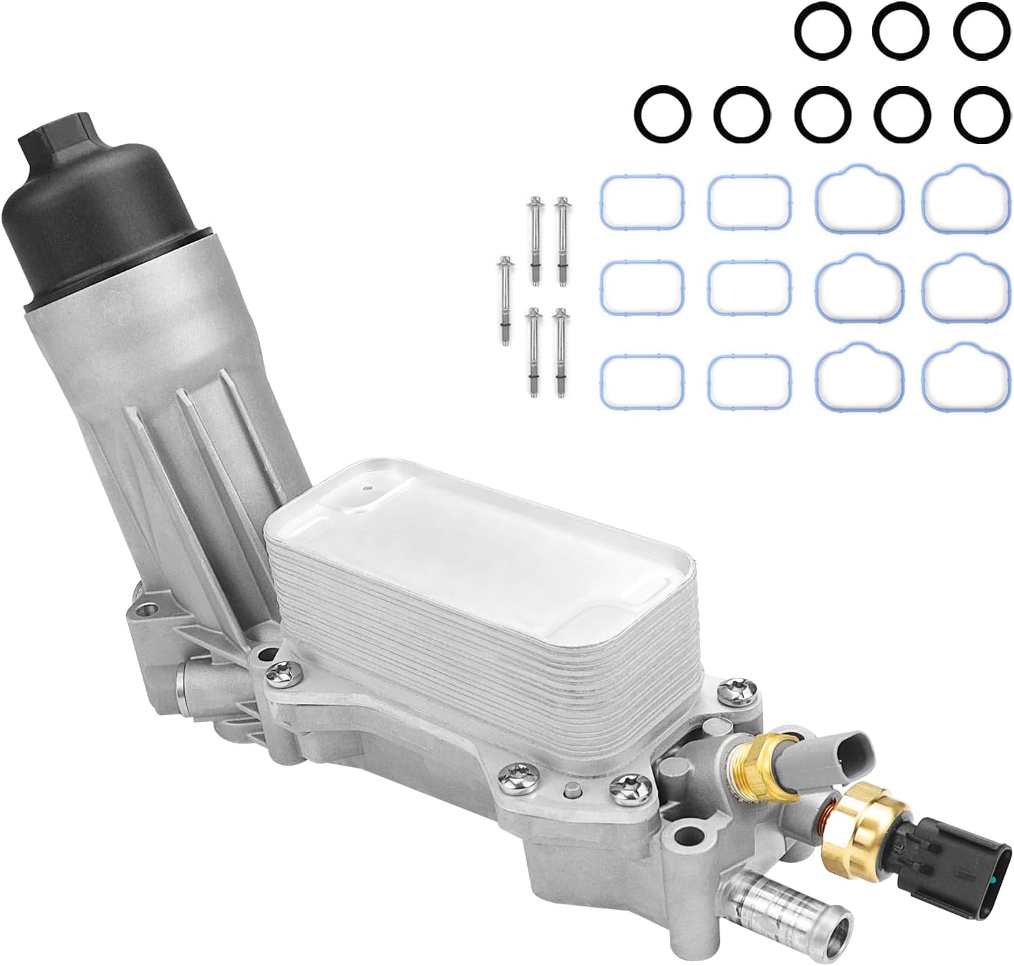 926-959 Aluminum Oil Filter Housing Oil Cooler Compatible with 2011-2024 Dodge Challenger Charger Caravan Journey Chrysler 200 300 Town Country Jeep Wrangler Grand Cherokee Ram 1500 2500 3500 926-876