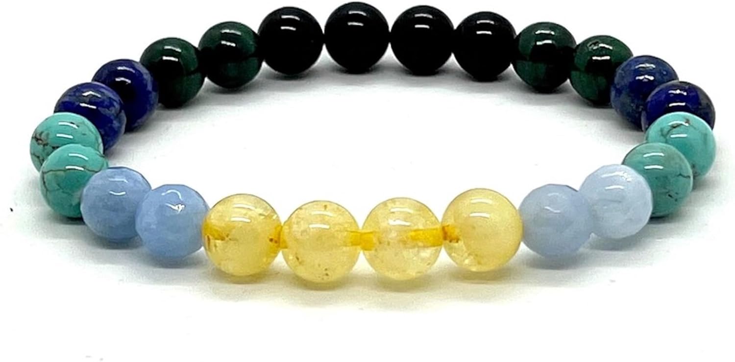 Scorpio Birthstone Bracelet – 8mm Multi-Chakra Stretch Beads