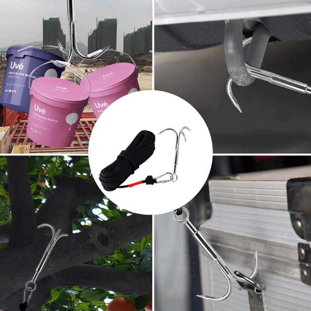 Ant Mag Grappling Haken Enterhaken mit Seil Grappling Haken Edelstahl Kletterseil zum Klettern im Freien und zur Bergung unter Wasser