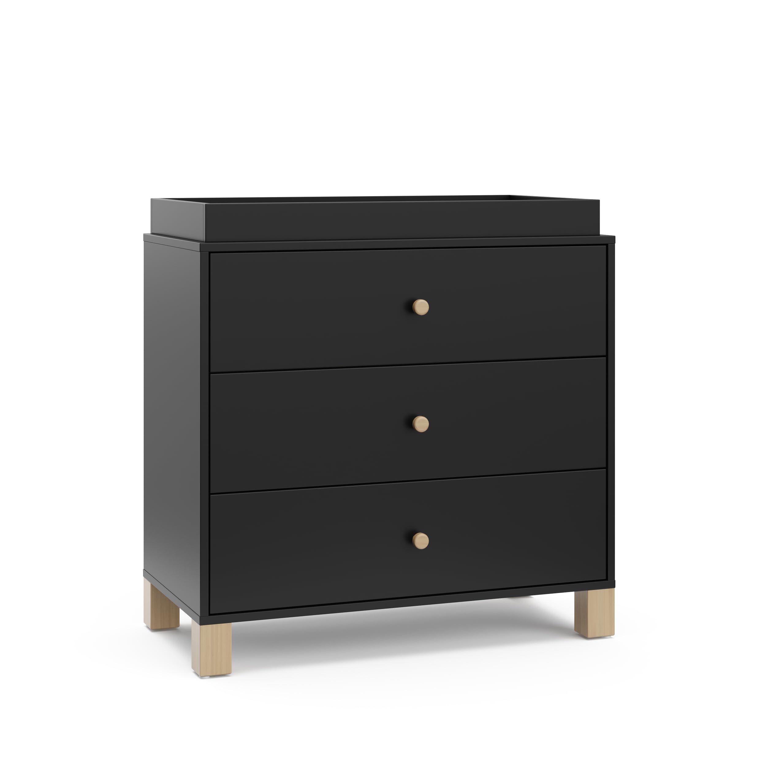 Storkcraft California 3-Drawer Chest with Changing Topper, Black/Driftwood